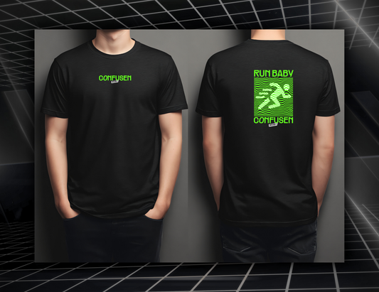 RUN BABY - BLACK T-SHIRT - CONFUSEN